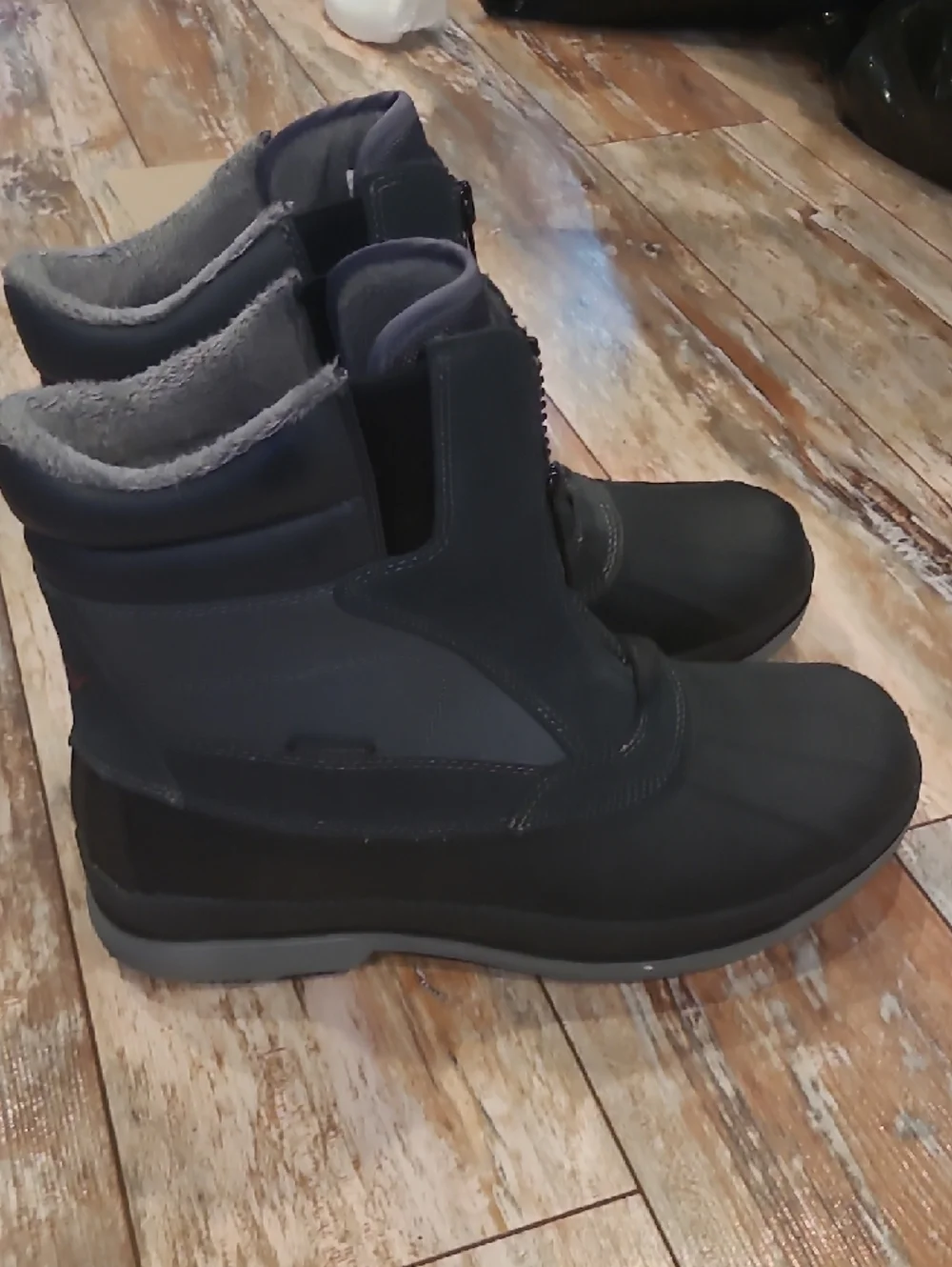 Men's Zip-Front Waterproof Winter Boots - Black
